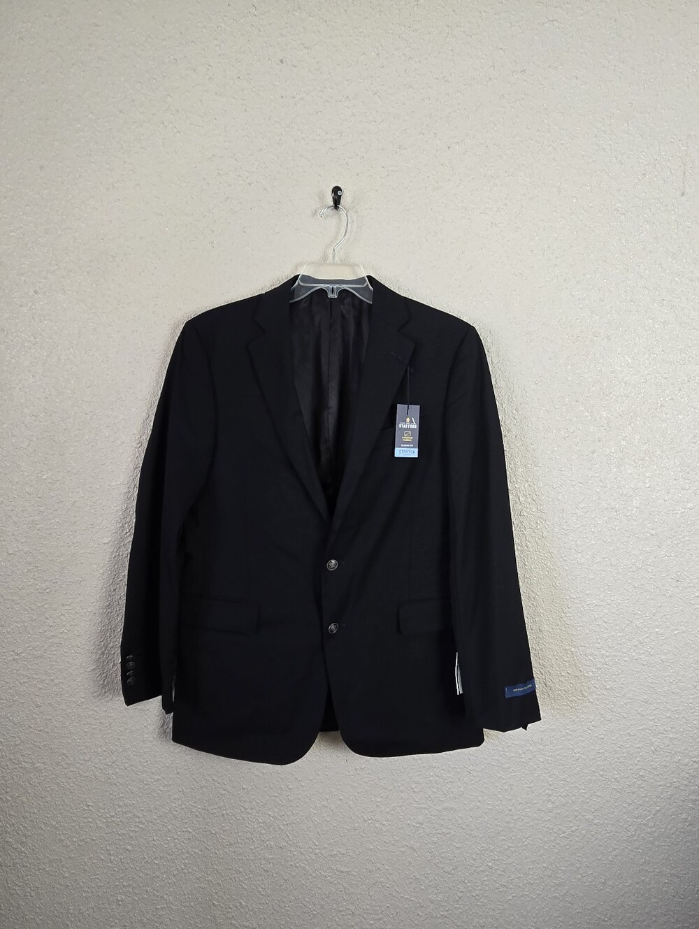 Stafford Mens Black Stretch Fabric Suit Jacket Size 42R New Wirh Tags #2D550